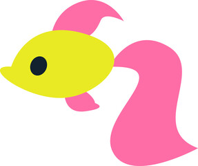 Clipart gold fish. Marine decor. Print For the children's room. Pastel color. Retro style. Decor for decoration. Vector illustration in cartoon style.