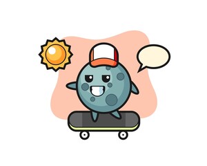 Asteroid character illustration ride a skateboard