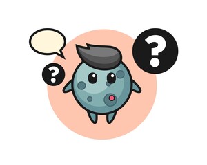 Cartoon illustration of asteroid with the question mark