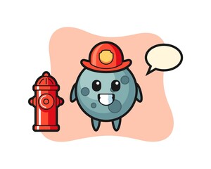 Mascot character of asteroid as a firefighter