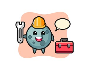 Mascot cartoon of asteroid as a mechanic