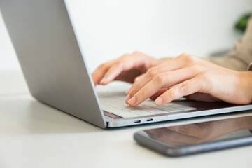 work using typing computer texting cell phone.student study education online learning.adult professional chatting on laptop,mobile contact us at Thinking business plan.connecting people concept