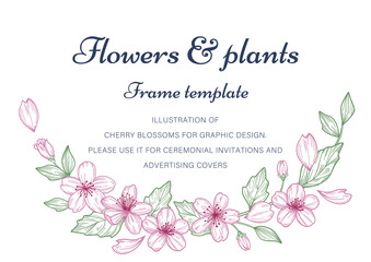 Cherry blossoms and plants Frame template