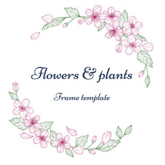 Cherry blossoms and plants Frame template