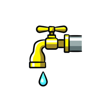 Water faucet in drawing style isolated vector. Hand drawn object illustration for your presentation, teaching materials or others.