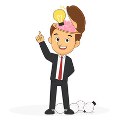 Business man open head have great idea