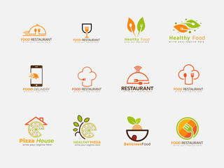 a set of food, restaurant, healthy, drinking logo design, restaurant food logo design collection 