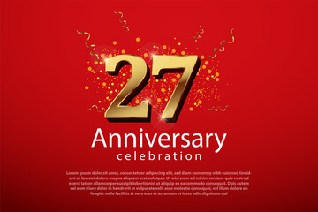 Fototapeta na wymiar 27 years anniversary celebration logo vector template design illustration