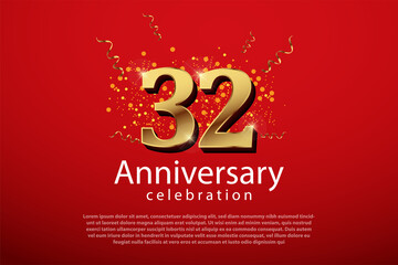 32 years anniversary celebration logo vector template design illustration