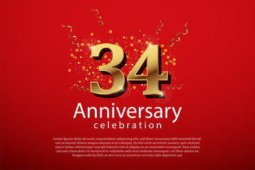Fototapeta na wymiar 34 years anniversary celebration logo vector template design illustration