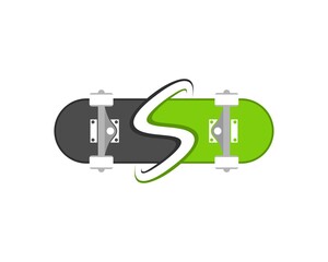 Simple skateboard with S letter initial inside