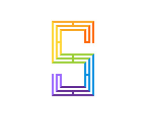 S Letter with spectrum color line