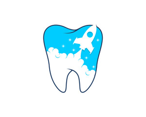Rocket launch inside the clean teeth logo