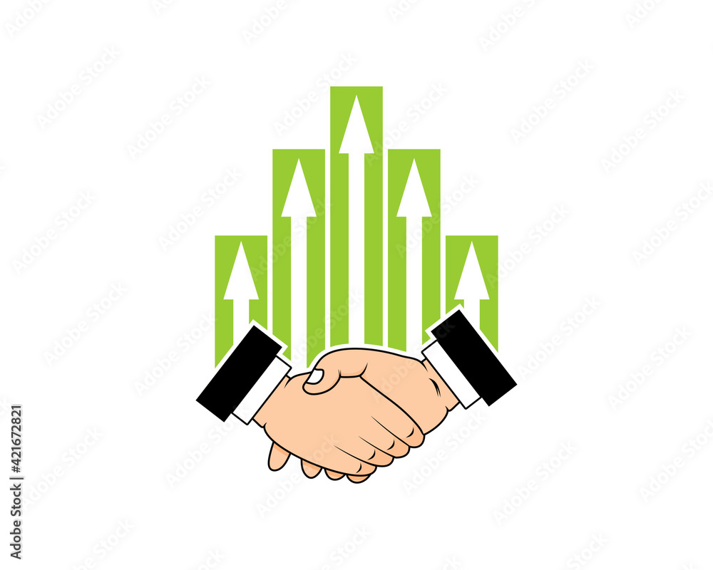 Wall mural handshake with arrow up on the top