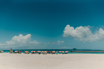 Okinawa, Sea, Parasols / 沖縄の海とパラソル