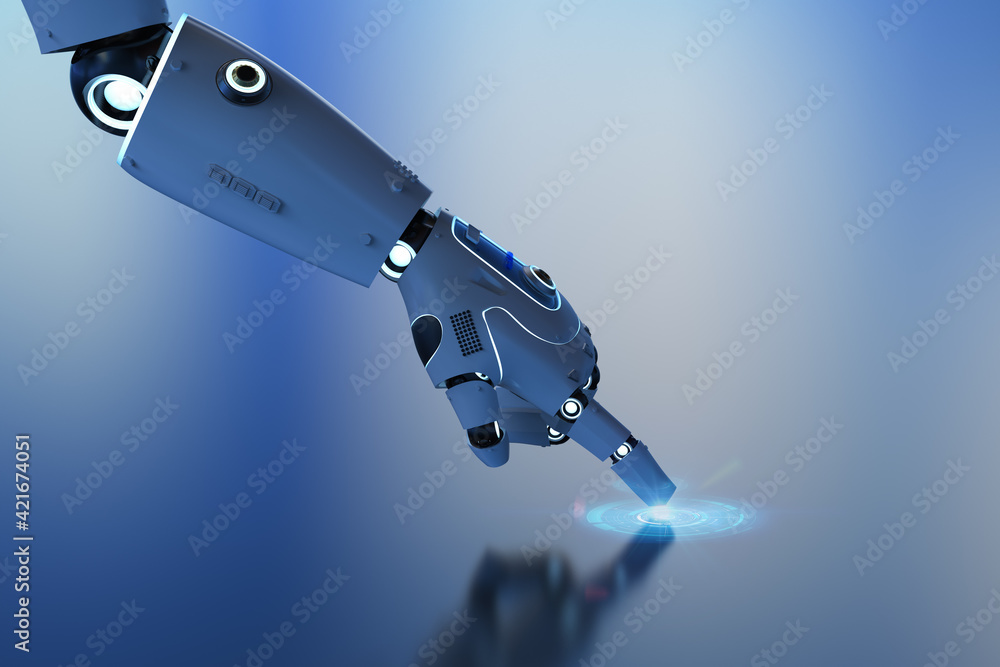 Poster robot finger point with graphic display