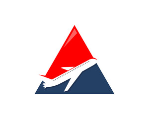 Flight airplane in the triangle shape logo