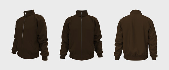 Blank tracksuit jacket mockup, 3d illustration, 3d rendering © Febriana