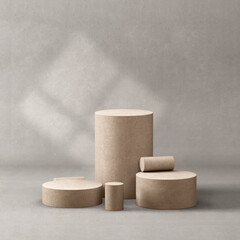 Abstract 3d display product display mockup minimal scene with geometric podium platform. 3d rendering with a podium. stand for cosmetic products. Product presentation and Stage showcase.