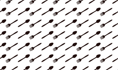 seamless pattern of spoons and forks for the background of a restaurant. decoration cafe, place to eat and culinary events.