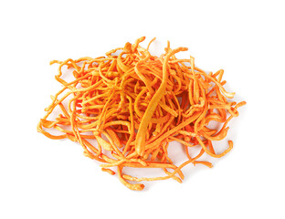 Cordyceps Sinensis Mushroom an isolated white background