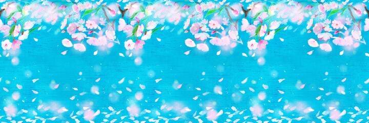 Obraz na płótnie Canvas seamless pattern cherry blossom blizzard petal falling beautiful spring illustration