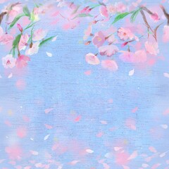 seamless pattern cherry blossom blizzard petal falling beautiful spring illustration