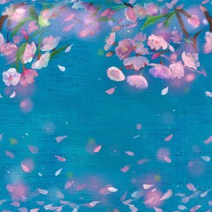 seamless pattern cherry blossom blizzard petal falling beautiful spring illustration