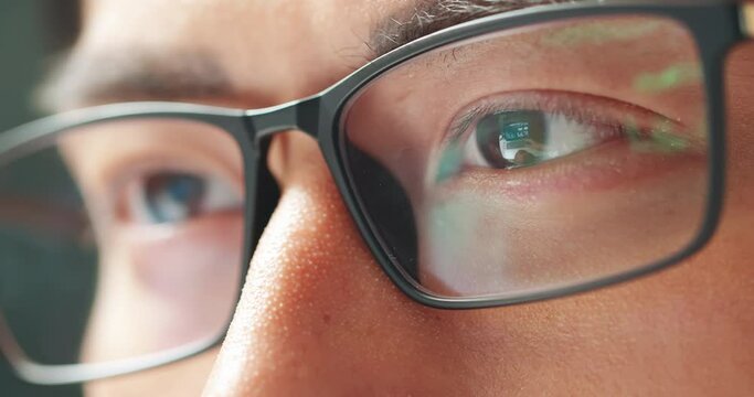 male eye wearing eyeglasses