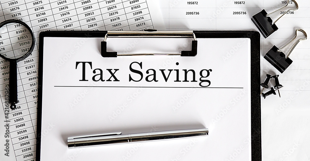 Poster paper with the tax saving on the table with chart
