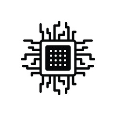 Black solid icon for processor