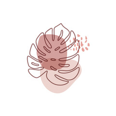 Monstera leaf vector illustration. Abstract digital shape with plant isolated on white background. Scandinavian style. Contemporary fantasy print, modern design element. Trendy geometric figure.