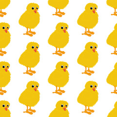 Chick bird cute animal vector illustration seamless pattern