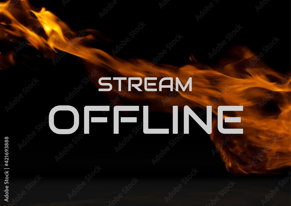 Fototapete Digitally generated image of this stream offline text against fire on black background