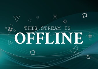 Digitally generated image of this stream is offline text against digital waves on green background