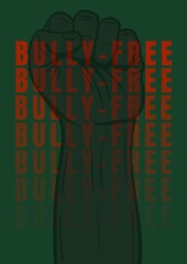 Fototapeta Digitally generated image of bully free text against hand fist on green background obraz