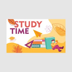 young man and book education cartoon doodle flat design style vector illustration