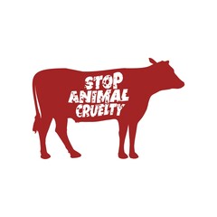 stop animal cruelty abuse cow farm flat design vector illustration
