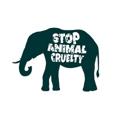 stop animal cruelty abuse elephant wildlife flat design vector illustration