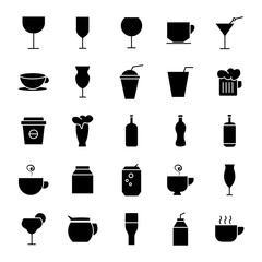 Drink icon set on white background. Editable stroke. Design template vector