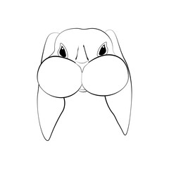 Rabbit head cute animal vector illustration outline