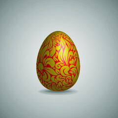 Easter pattern flover golden egg with vector eps