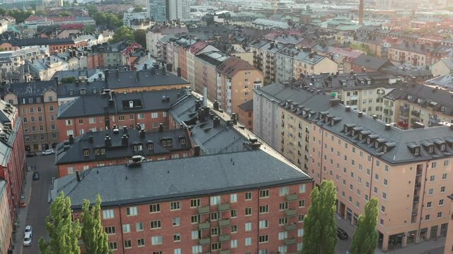 Aerial view of Nytorget and SoFo rooftops, Stockholm