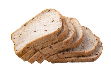 Whole grain bread on a white background