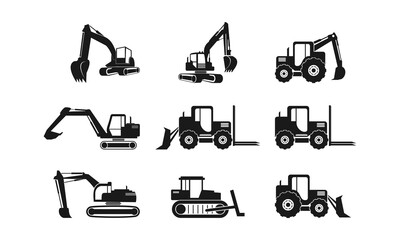 Heavy equipment set illustration vector