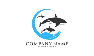 Naklejka premium Save whale population symbol logo