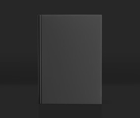 Black Hard Cover Book Mockup,  Magazine, Book, Booklet, Brochure, 3D Rendered on Dark background	