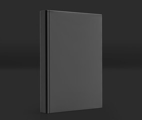 Black Hard Cover Book Mockup,  Magazine, Book, Booklet, Brochure, 3D Rendered on Dark background	