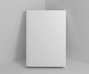 White Hard Cover Book Mockup,  Magazine, Book, Booklet, Brochure, 3D Rendered on light gray background	