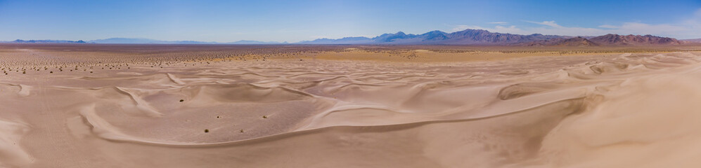 Fototapeta na wymiar Aerial view of the Amargosa Sand Dunes in a hot day
